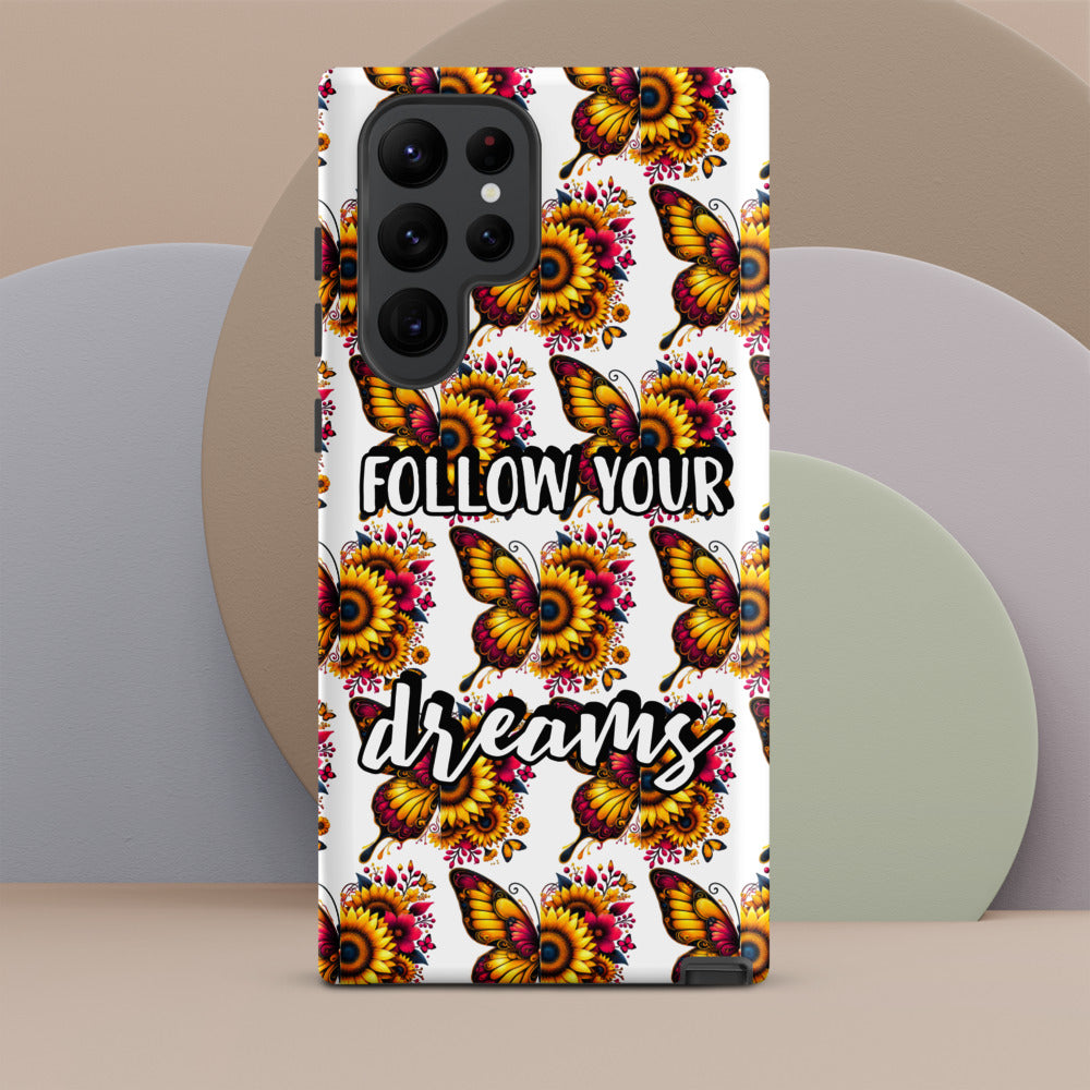 Floralfly (Yellow) Tough Case for Samsung, Durable Phone Case, Samsung Protective Cover, Shockproof Samsung