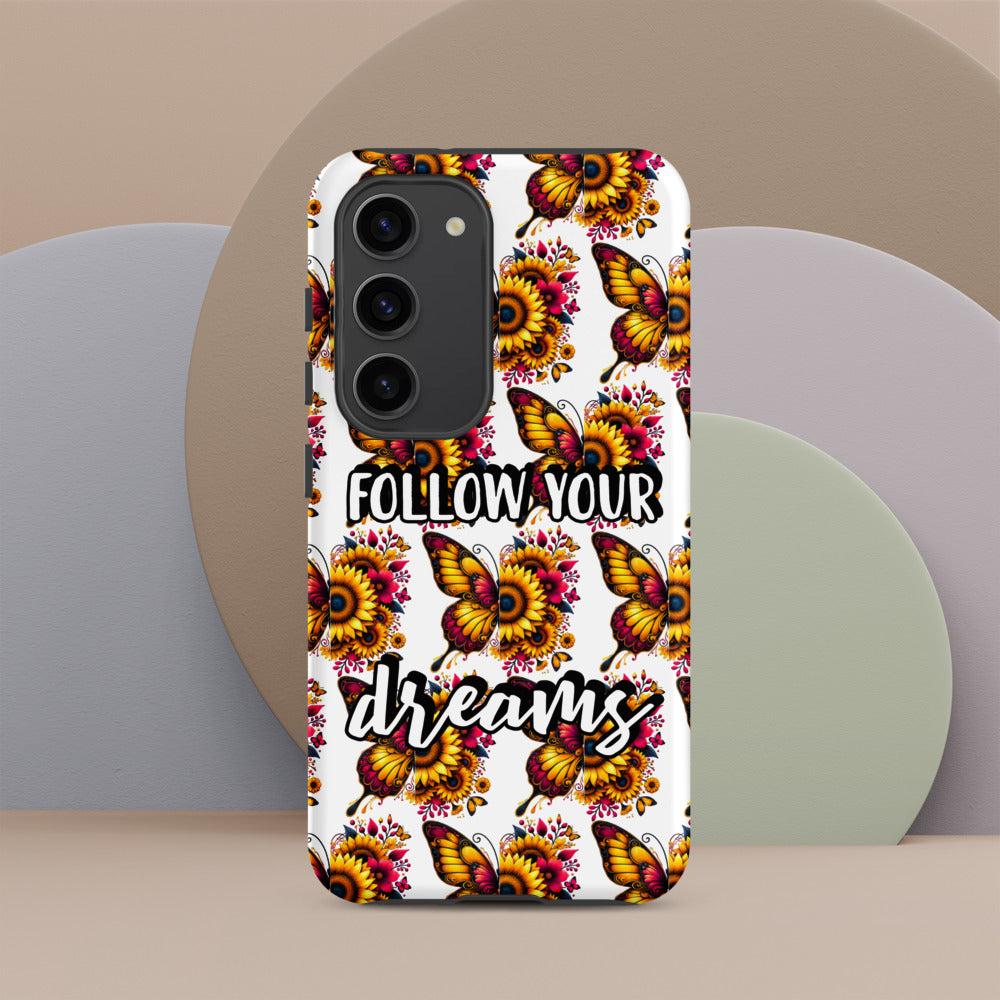 Floralfly (Yellow) Tough Case for Samsung, Durable Phone Case, Samsung Protective Cover, Shockproof Samsung