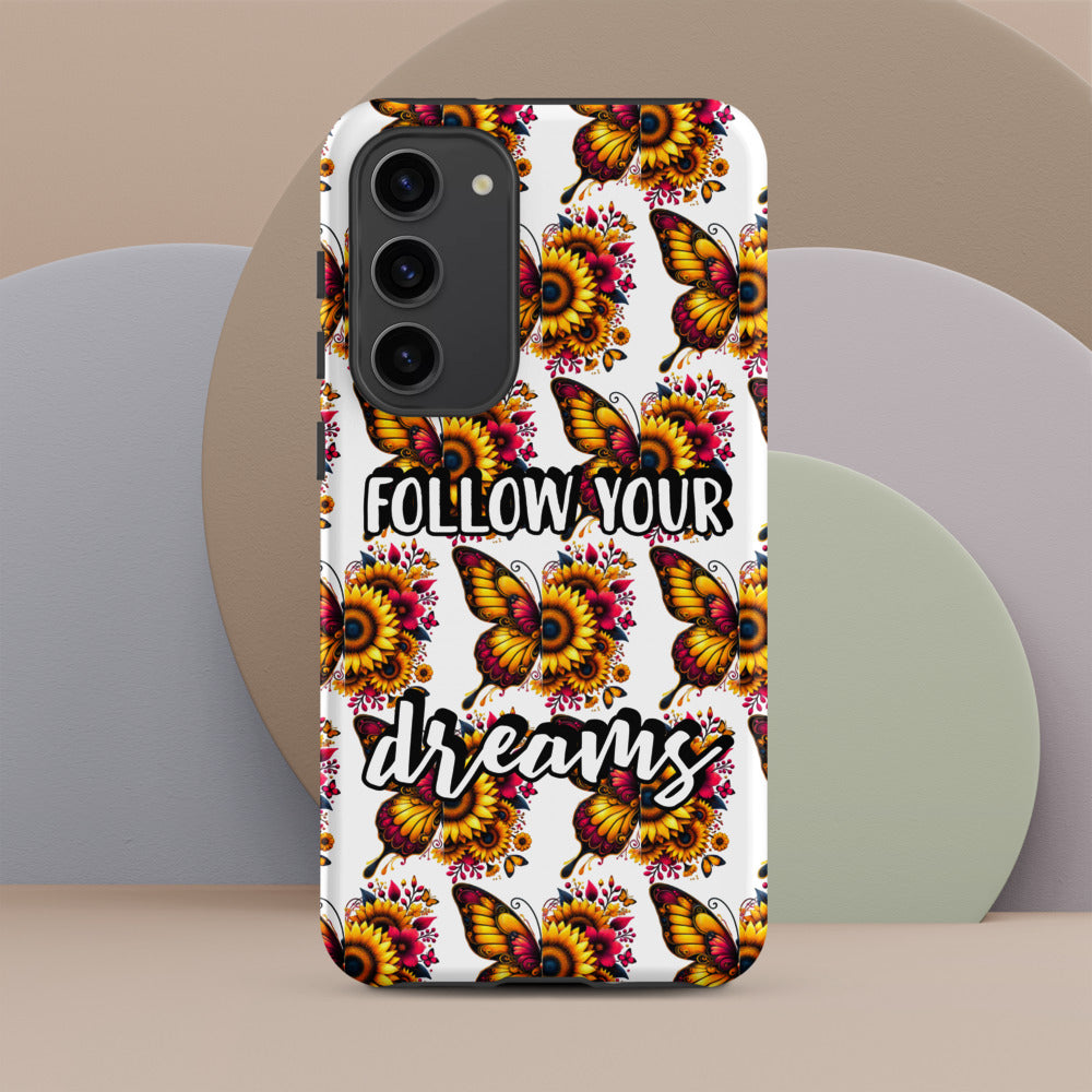 Floralfly (Yellow) Tough Case for Samsung, Durable Phone Case, Samsung Protective Cover, Shockproof Samsung