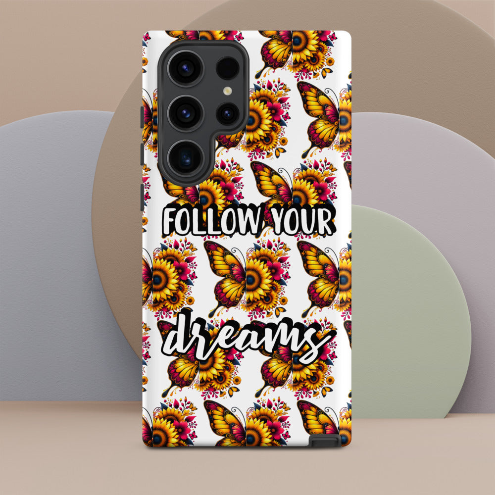 Floralfly (Yellow) Tough Case for Samsung, Durable Phone Case, Samsung Protective Cover, Shockproof Samsung