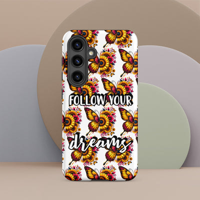 Floralfly (Yellow) Tough Case for Samsung, Durable Phone Case, Samsung Protective Cover, Shockproof Samsung