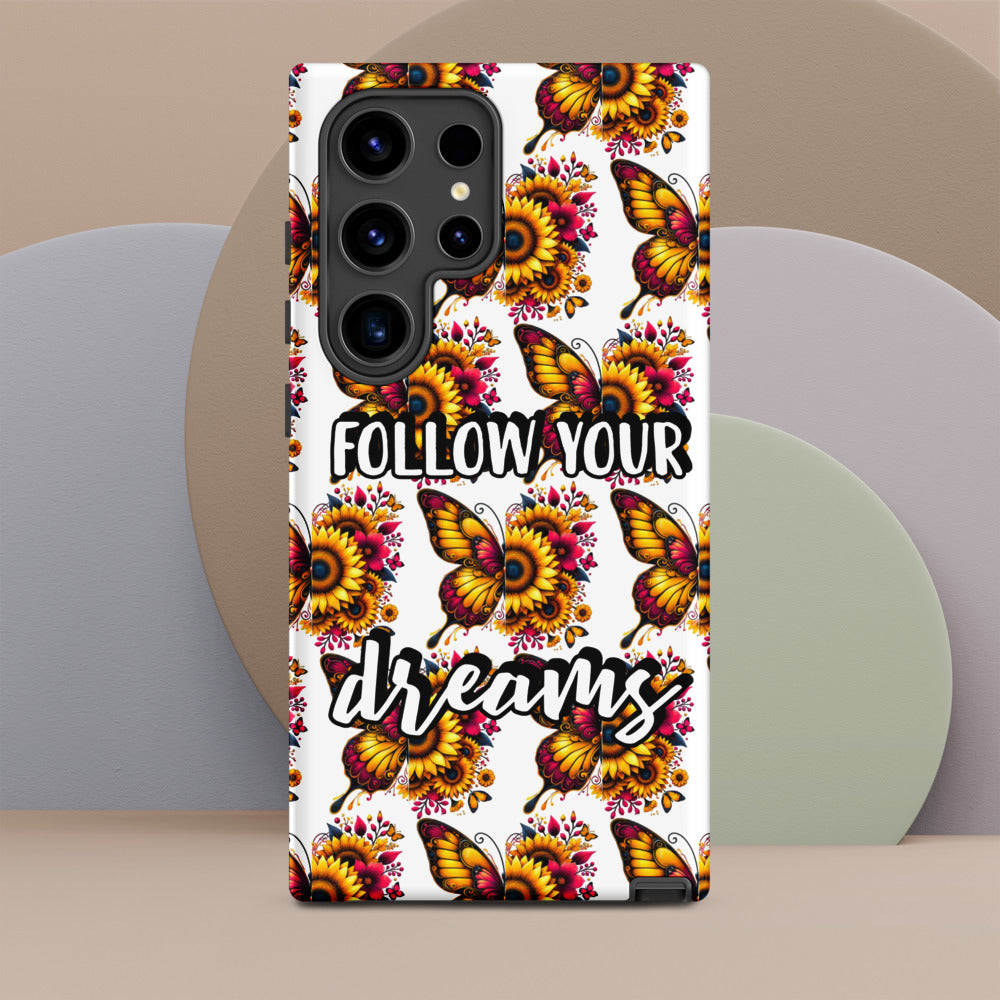 Floralfly (Yellow) Tough Case for Samsung, Durable Phone Case, Samsung Protective Cover, Shockproof Samsung