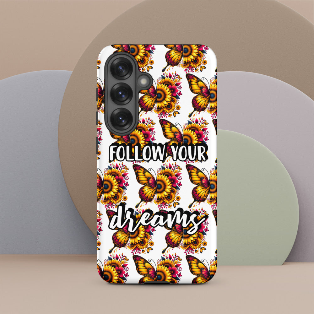 Floralfly (Yellow) Tough Case for Samsung, Durable Phone Case, Samsung Protective Cover, Shockproof Samsung