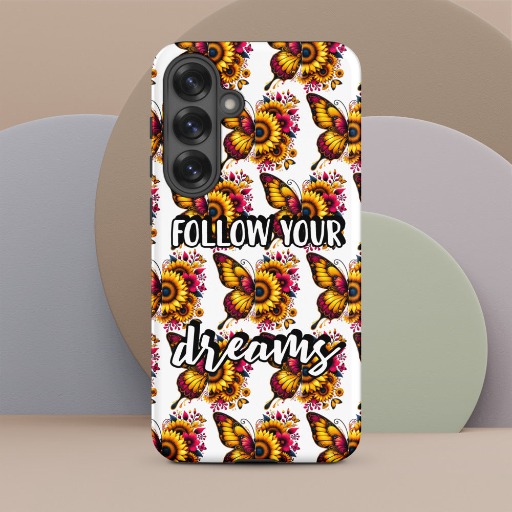 Floralfly (Yellow) Tough Case for Samsung, Durable Phone Case, Samsung Protective Cover, Shockproof Samsung