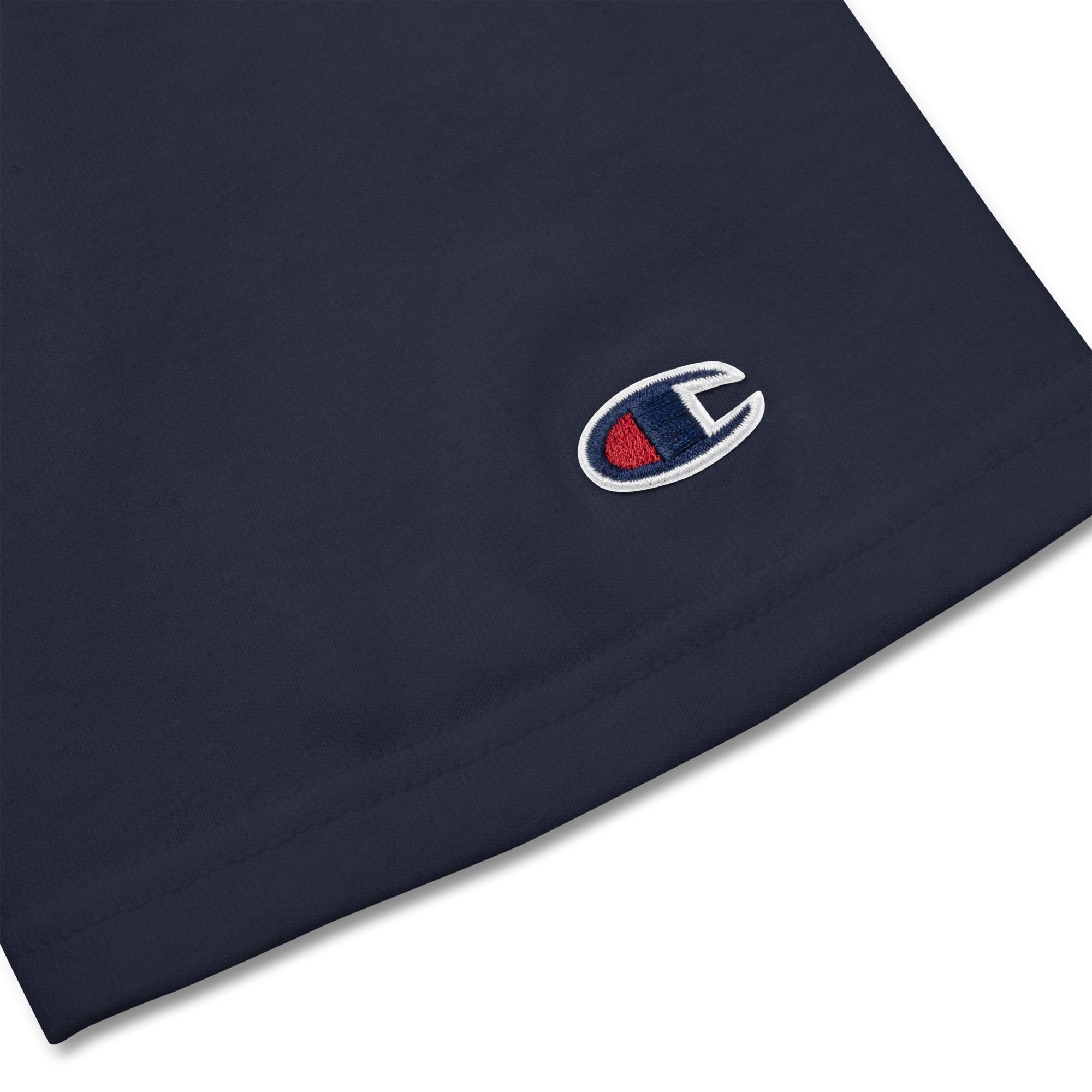 Navy blue fabric with Champion logo on a white background
