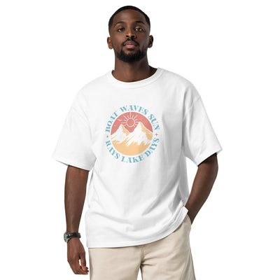 Man wearing a white t-shirt with a graphic design on a white background