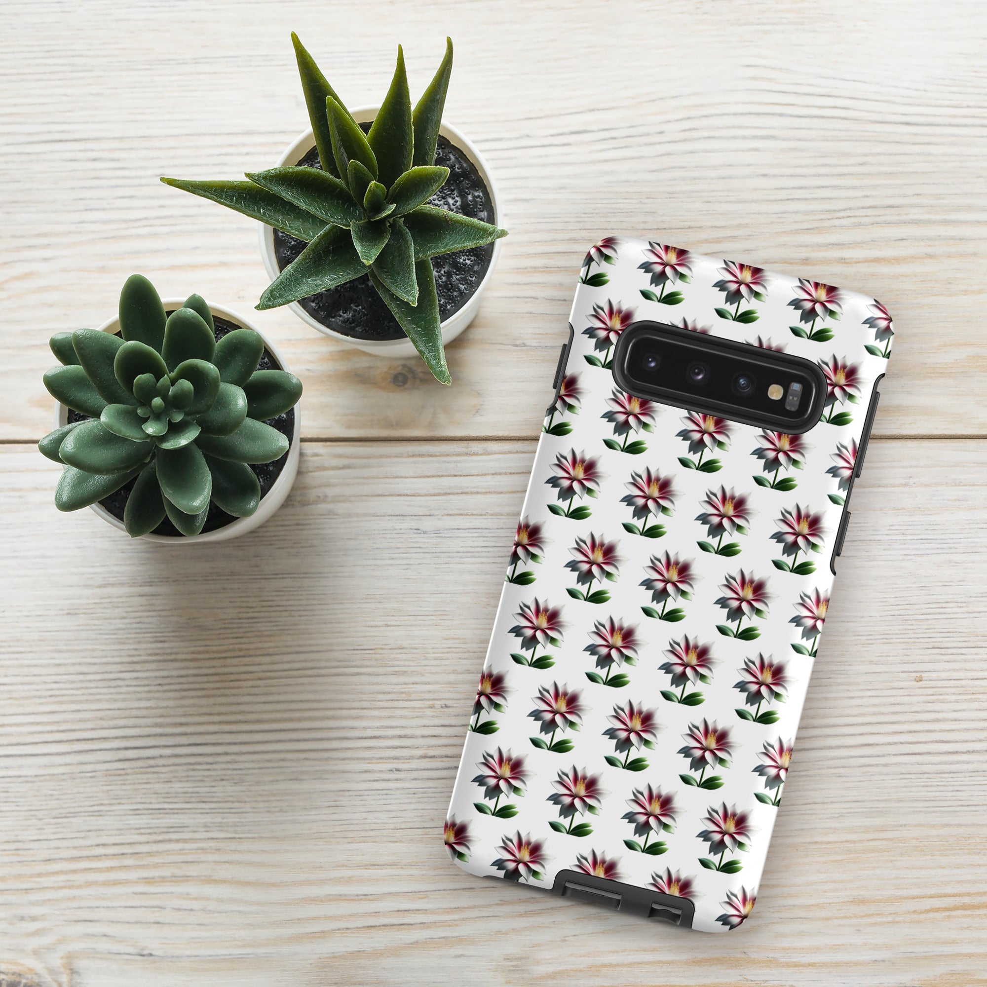 Tough Floral Case for Samsung, Durable Phone Case, Samsung Protective Cover, Shockproof Samsung Case, Samsung Galaxy Case