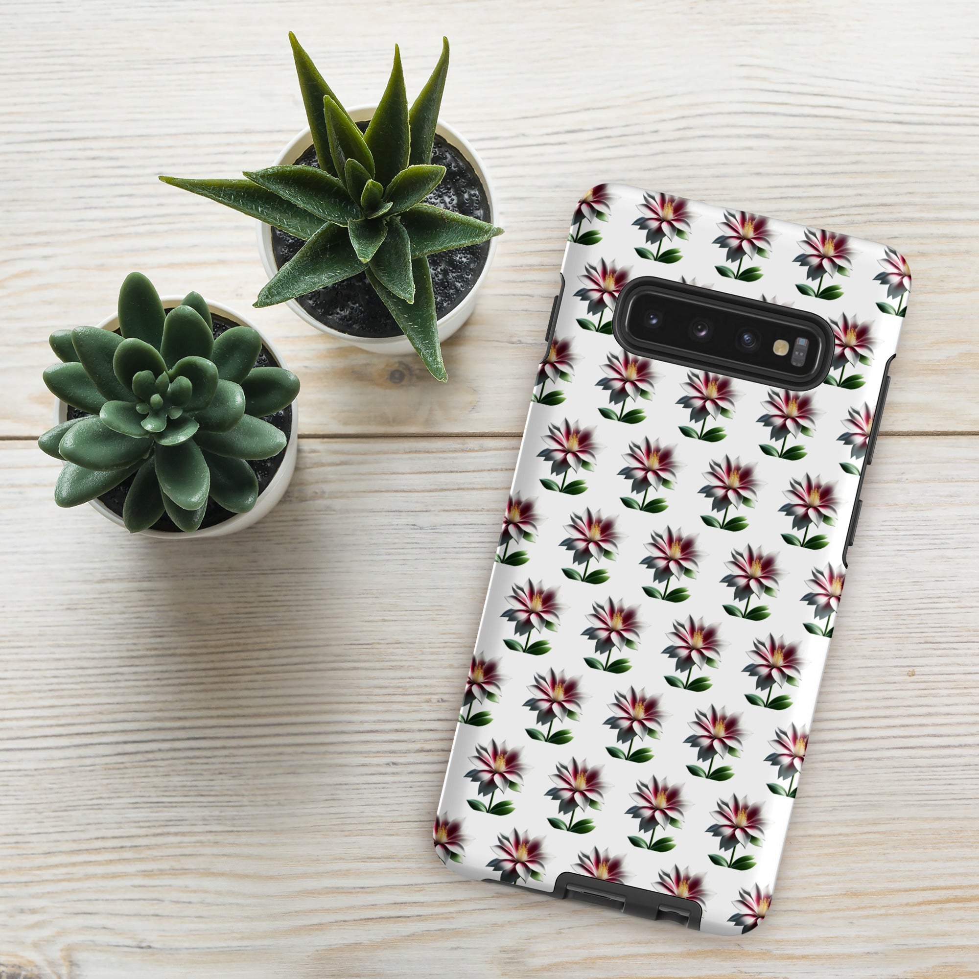 Tough Floral Case for Samsung, Durable Phone Case, Samsung Protective Cover, Shockproof Samsung Case, Samsung Galaxy Case