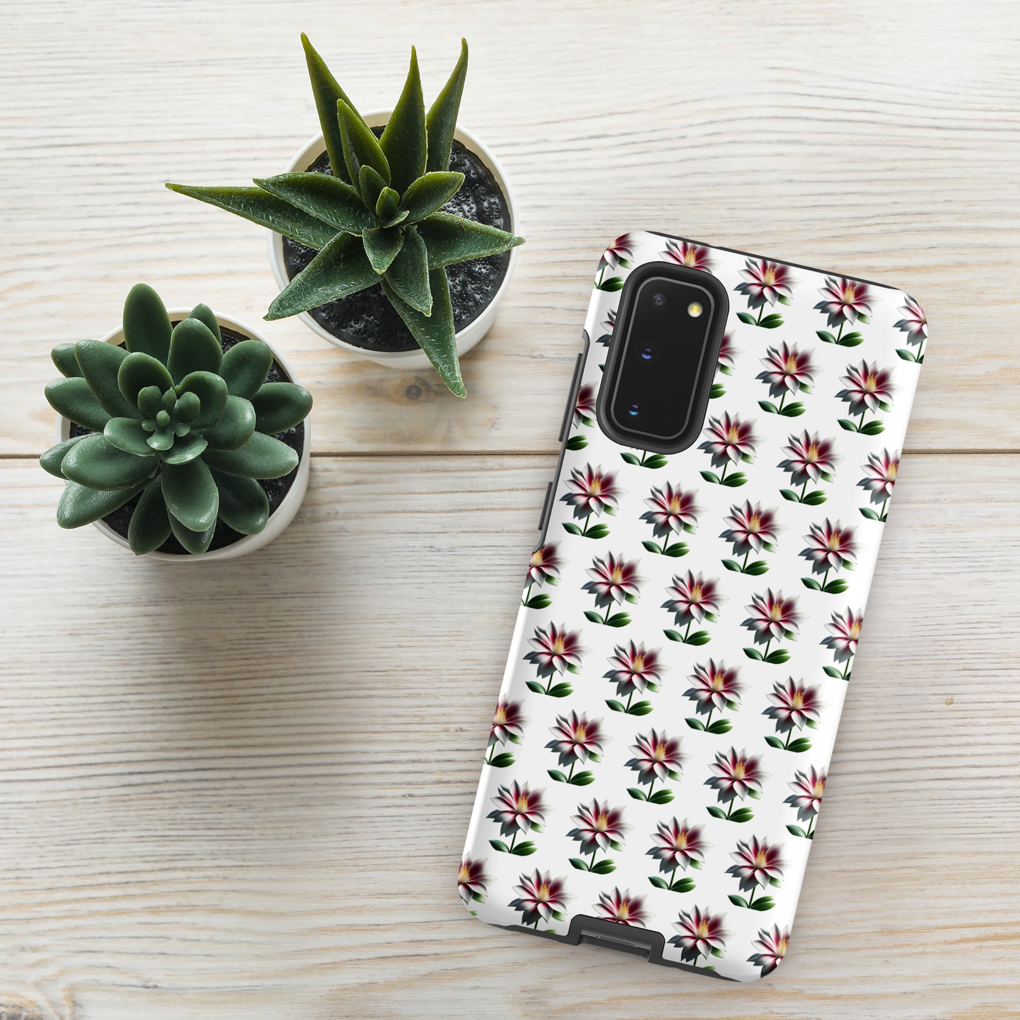 Tough Floral Case for Samsung, Durable Phone Case, Samsung Protective Cover, Shockproof Samsung Case, Samsung Galaxy Case