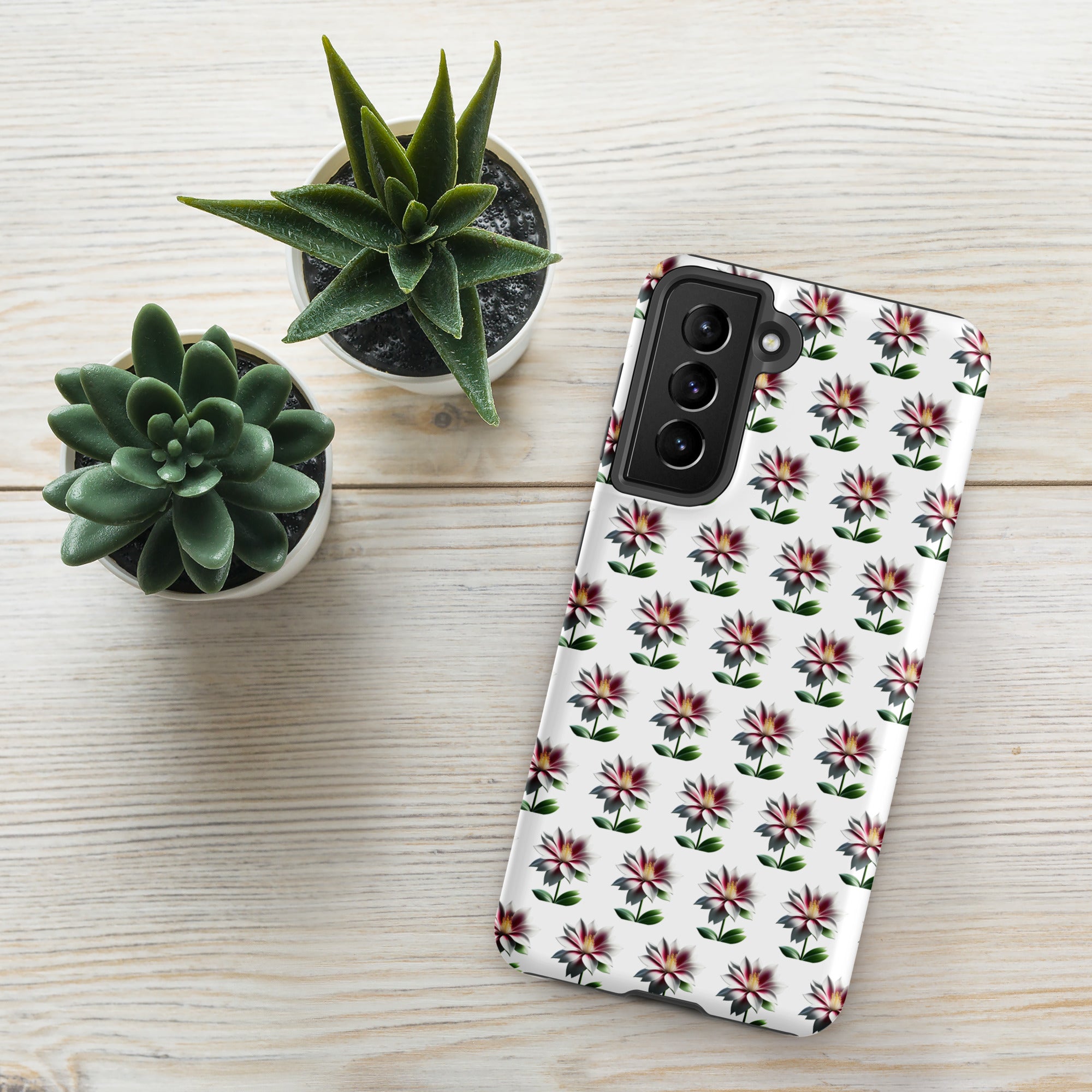 Tough Floral Case for Samsung, Durable Phone Case, Samsung Protective Cover, Shockproof Samsung Case, Samsung Galaxy Case