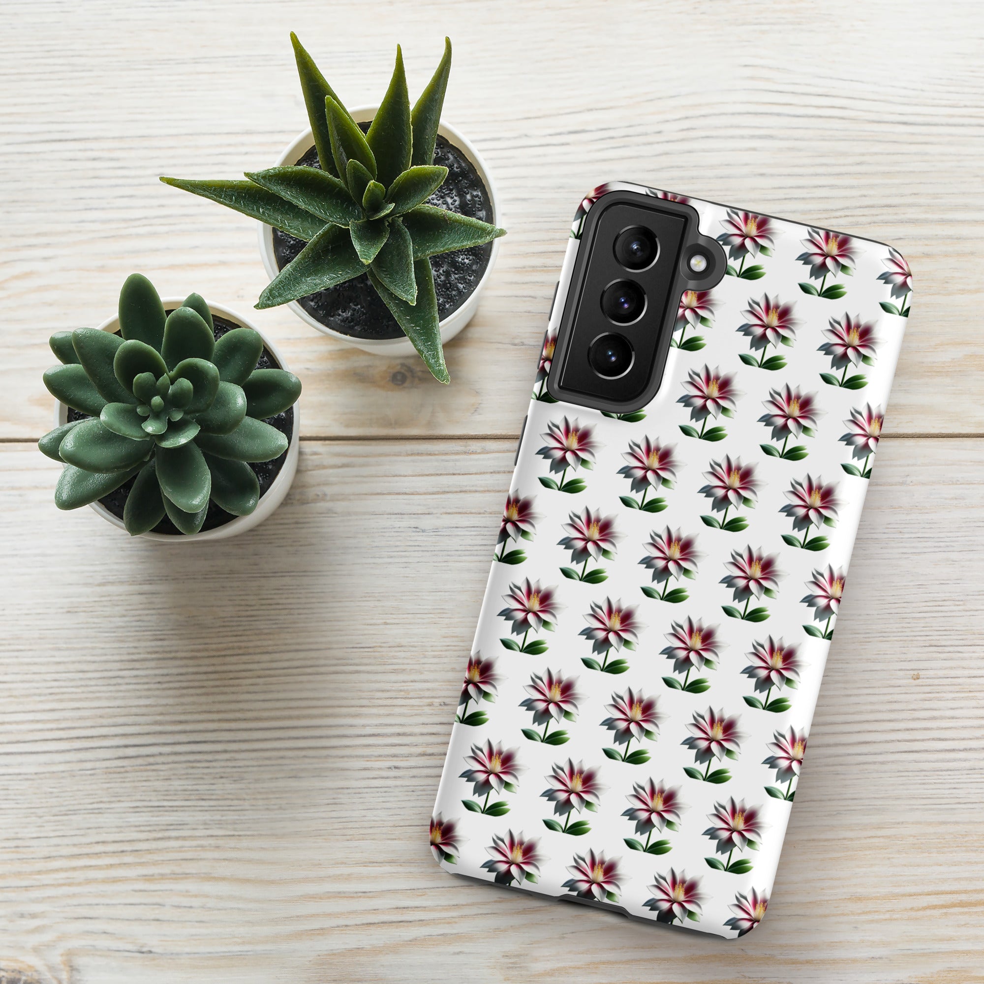 Tough Floral Case for Samsung, Durable Phone Case, Samsung Protective Cover, Shockproof Samsung Case, Samsung Galaxy Case