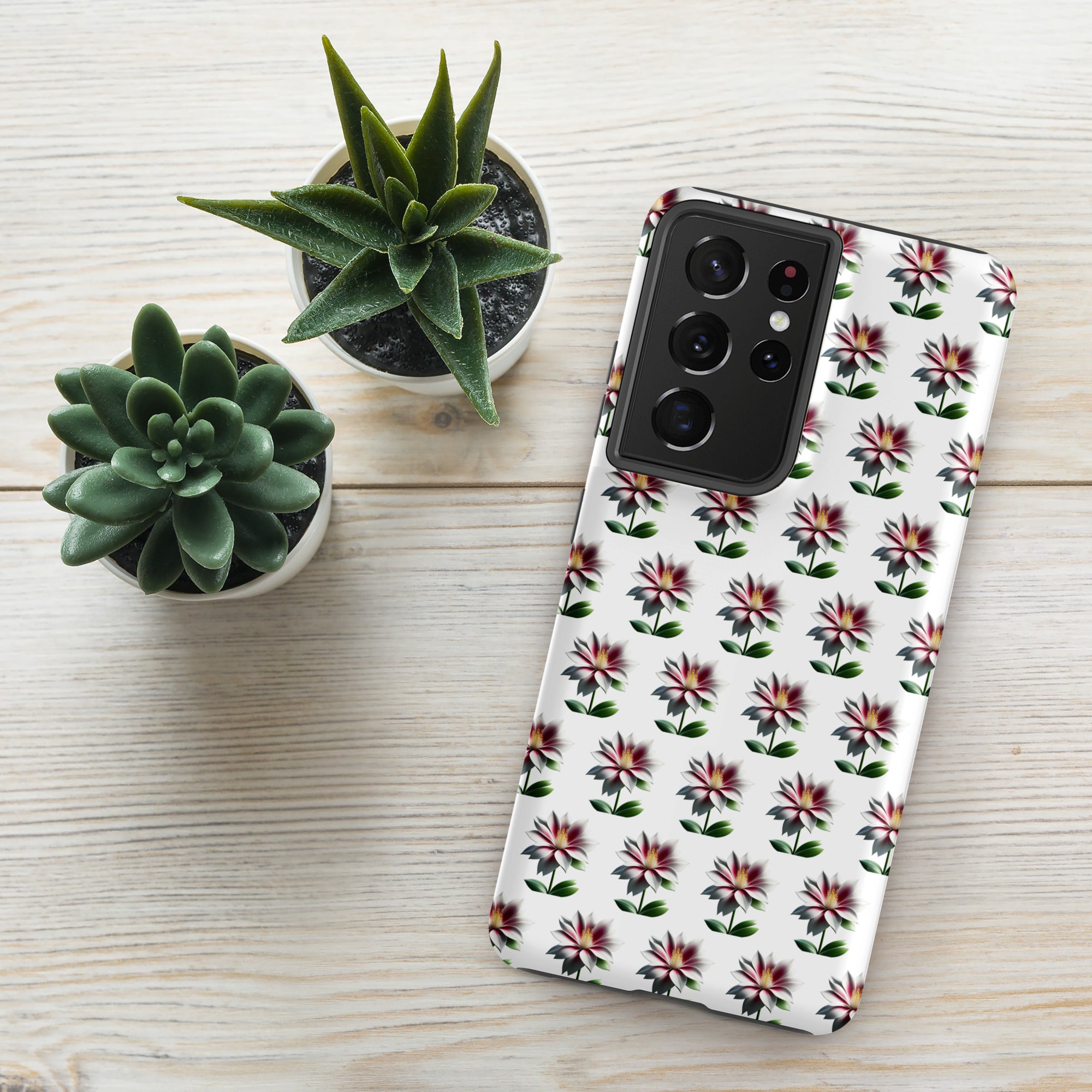 Tough Floral Case for Samsung, Durable Phone Case, Samsung Protective Cover, Shockproof Samsung Case, Samsung Galaxy Case