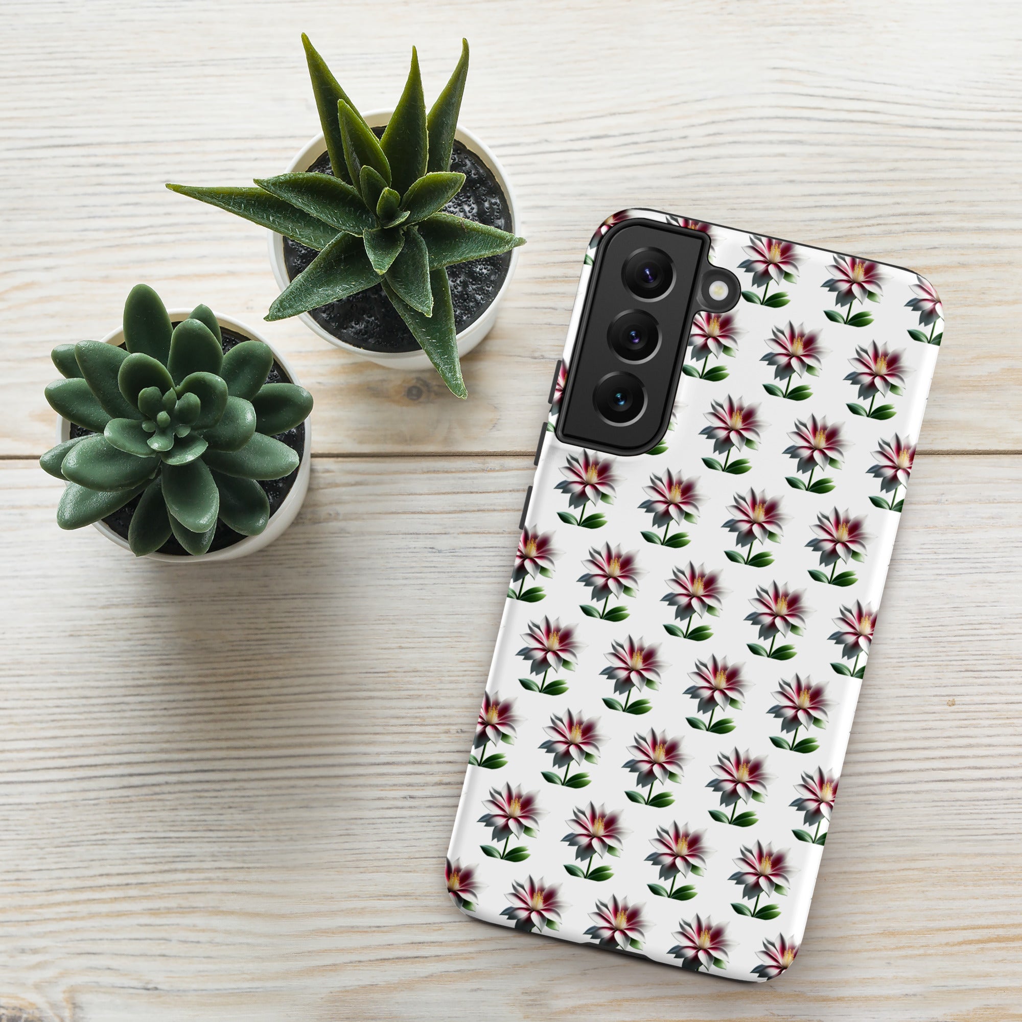Tough Floral Case for Samsung, Durable Phone Case, Samsung Protective Cover, Shockproof Samsung Case, Samsung Galaxy Case