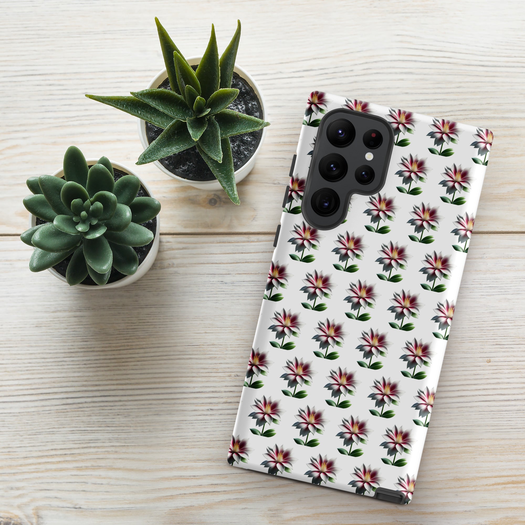 Tough Floral Case for Samsung, Durable Phone Case, Samsung Protective Cover, Shockproof Samsung Case, Samsung Galaxy Case