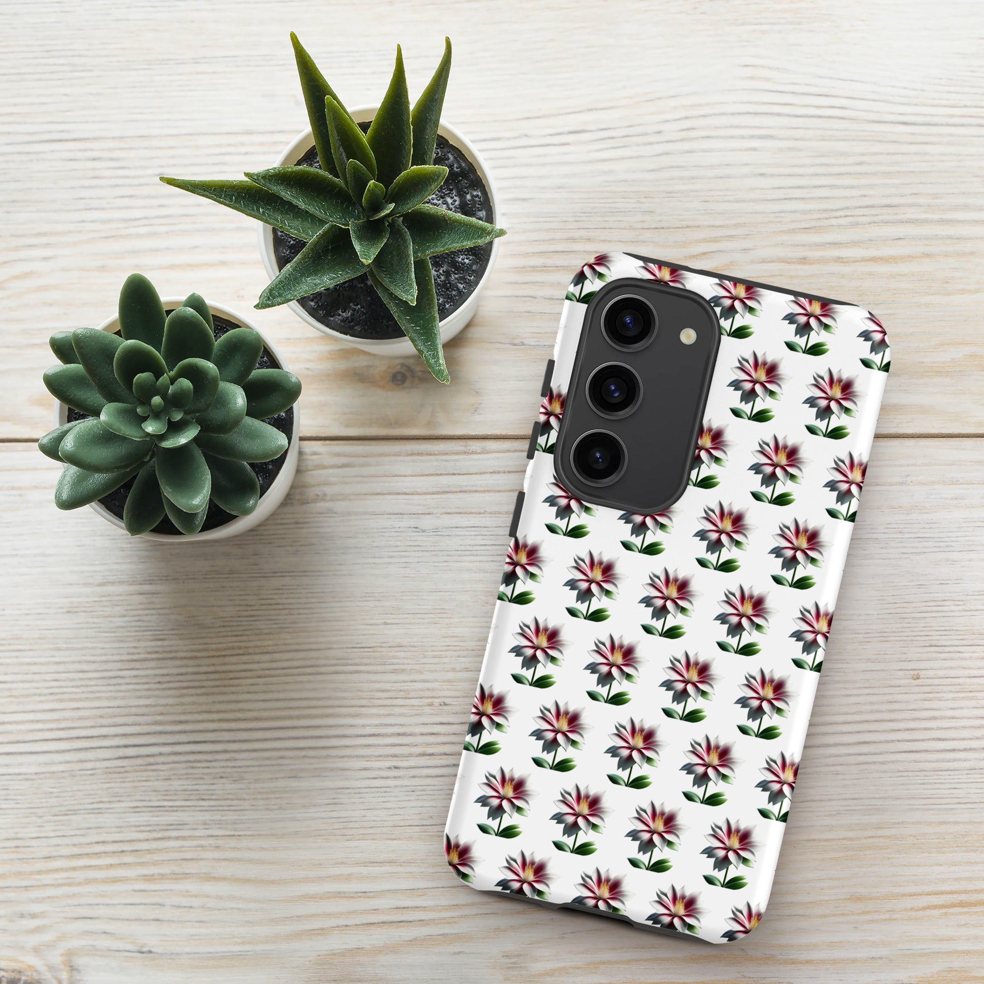 Tough Floral Case for Samsung, Durable Phone Case, Samsung Protective Cover, Shockproof Samsung Case, Samsung Galaxy Case