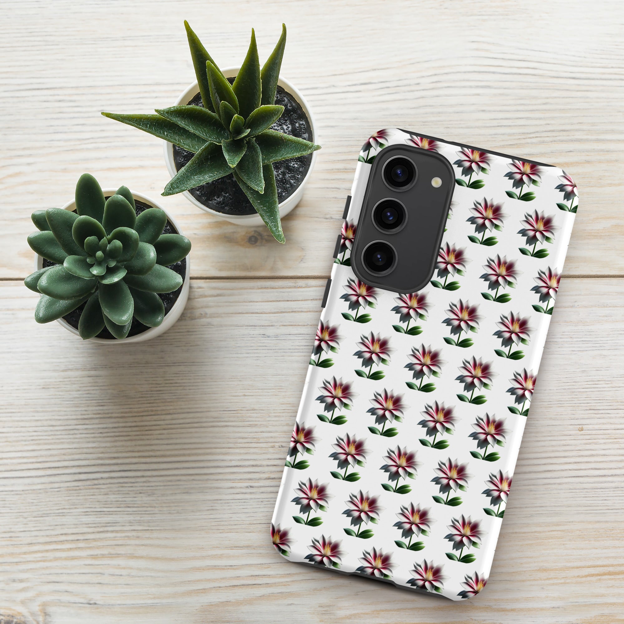 Tough Floral Case for Samsung, Durable Phone Case, Samsung Protective Cover, Shockproof Samsung Case, Samsung Galaxy Case