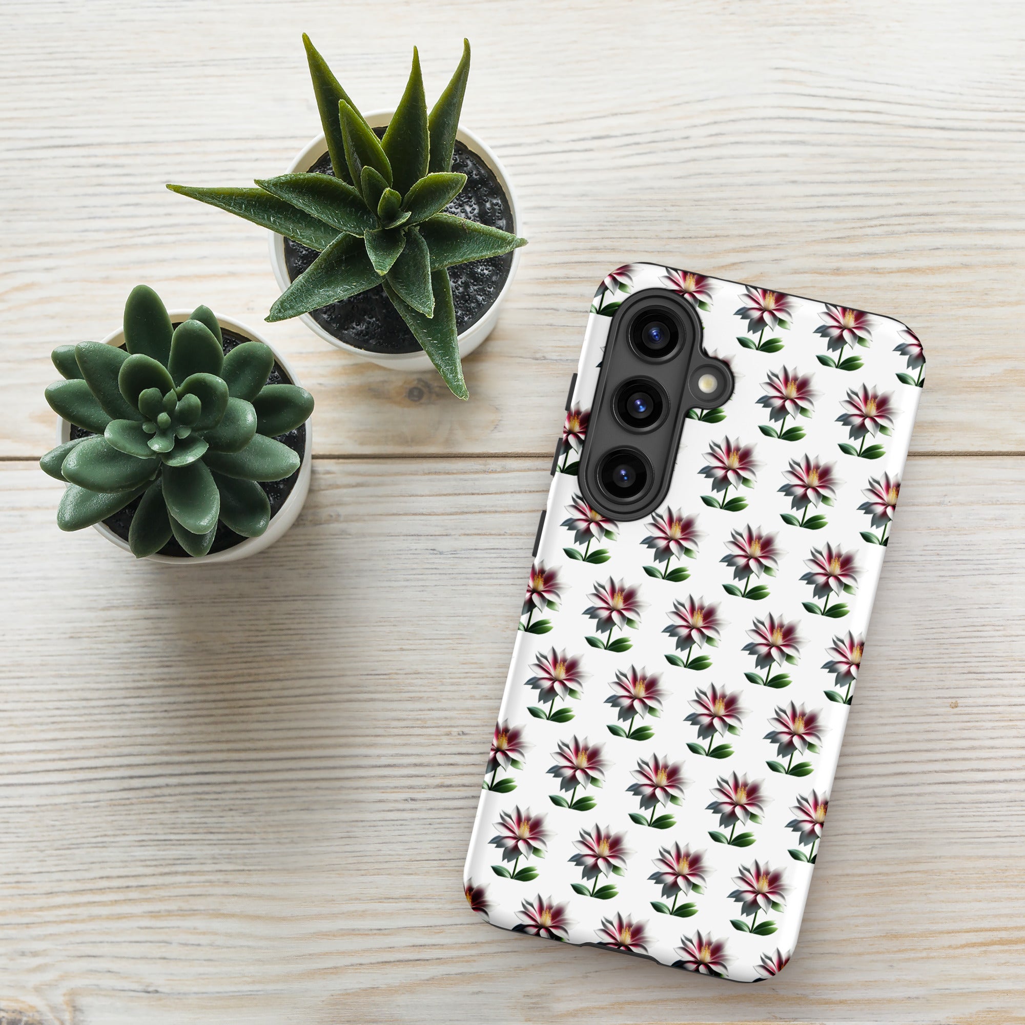 Tough Floral Case for Samsung, Durable Phone Case, Samsung Protective Cover, Shockproof Samsung Case, Samsung Galaxy Case