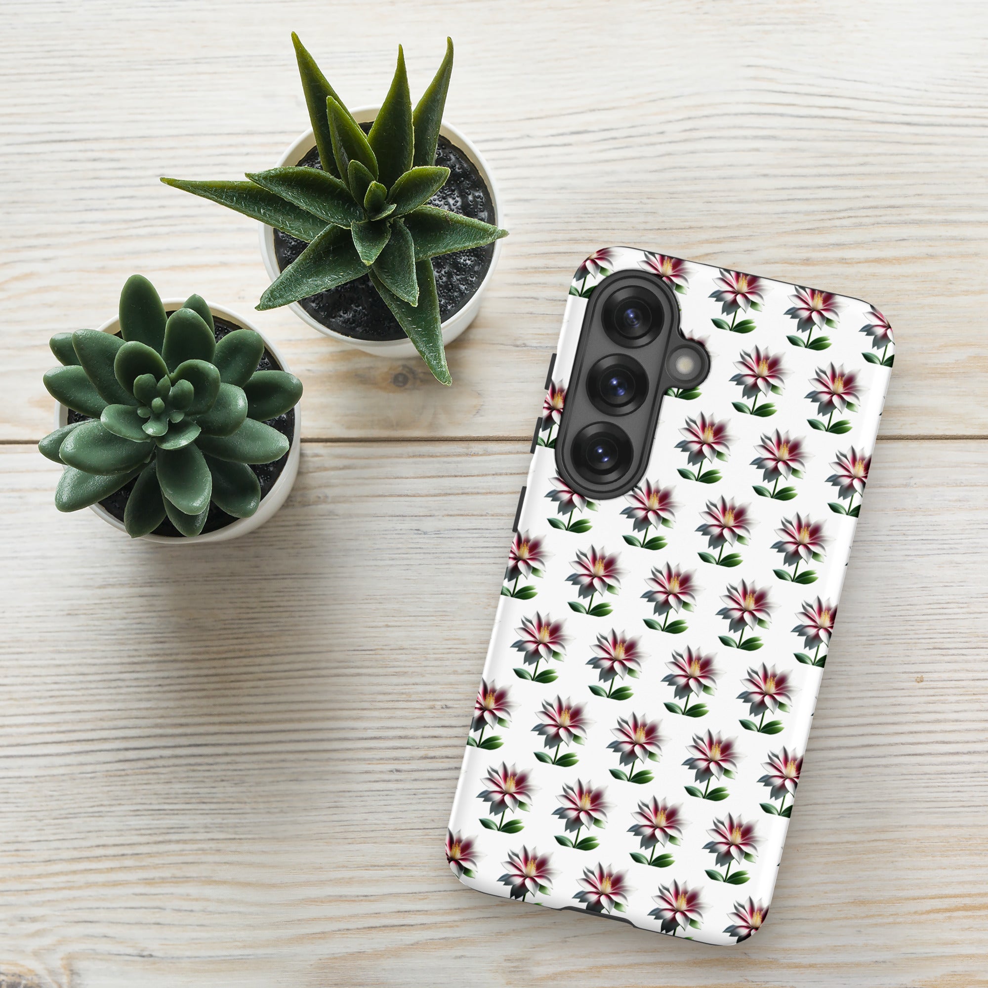 Tough Floral Case for Samsung, Durable Phone Case, Samsung Protective Cover, Shockproof Samsung Case, Samsung Galaxy Case