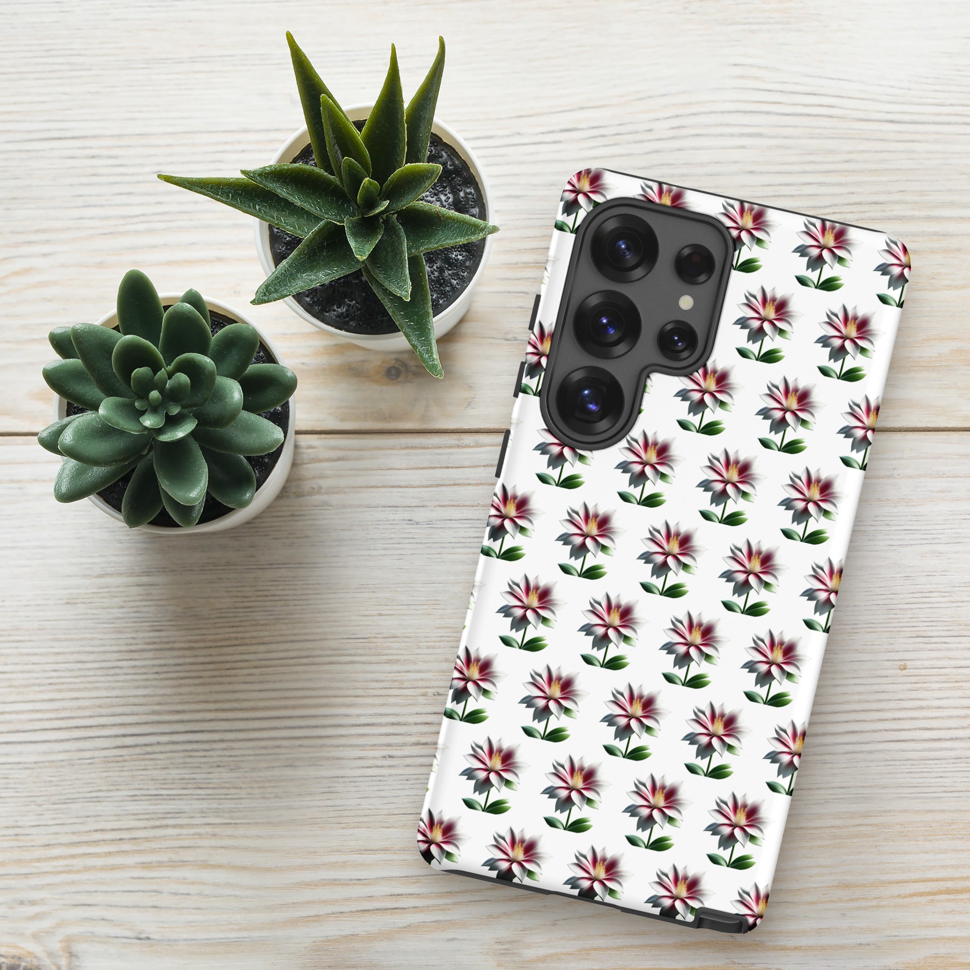 Tough Floral Case for Samsung, Durable Phone Case, Samsung Protective Cover, Shockproof Samsung Case, Samsung Galaxy Case