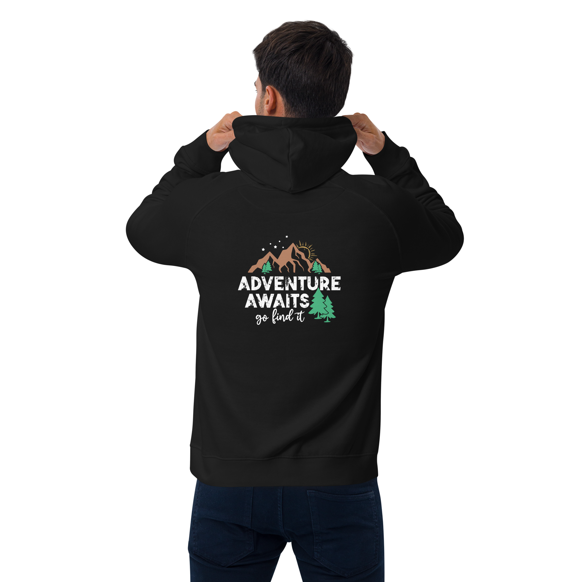 Adventure Awaits Unisex Eco Raglan Hoodie