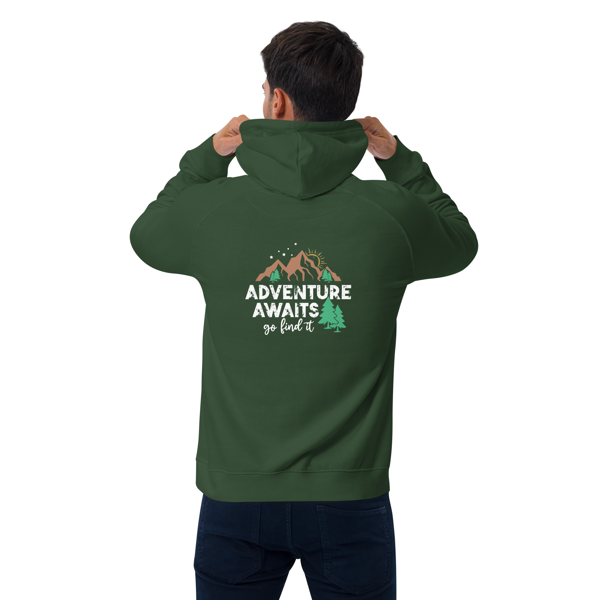 Adventure Awaits Unisex Eco Raglan Hoodie
