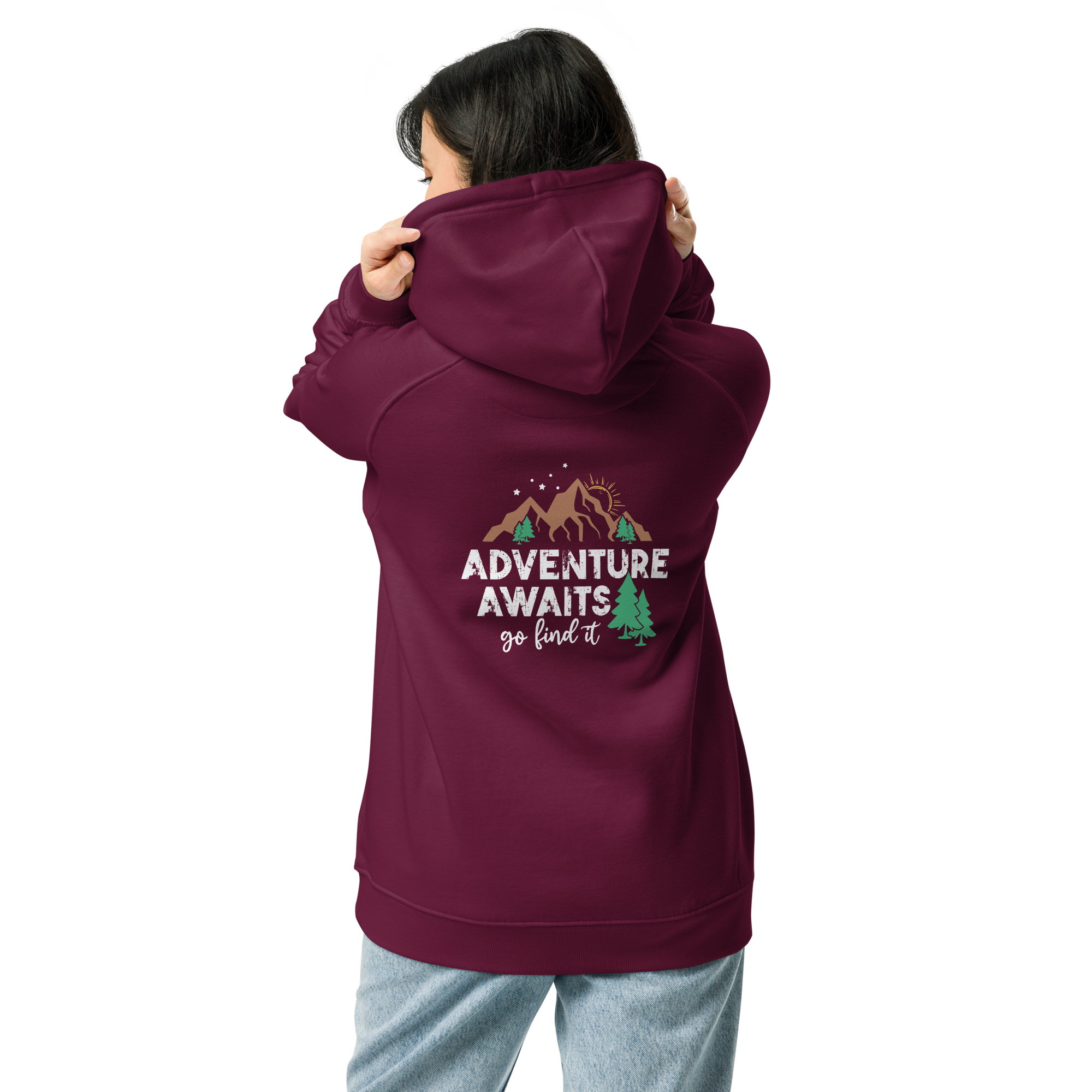 Adventure Awaits Unisex Eco Raglan Hoodie