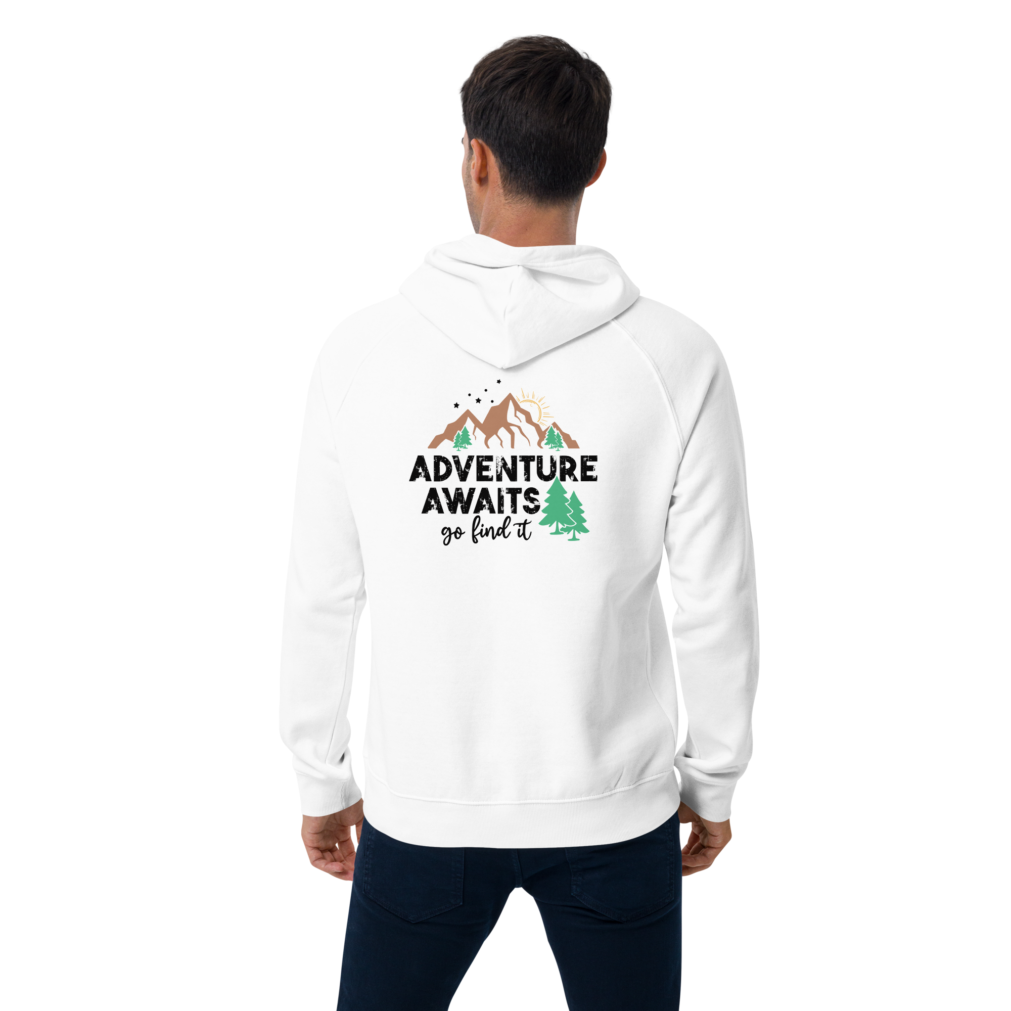 Adventure Awaits Unisex Eco Raglan Hoodie