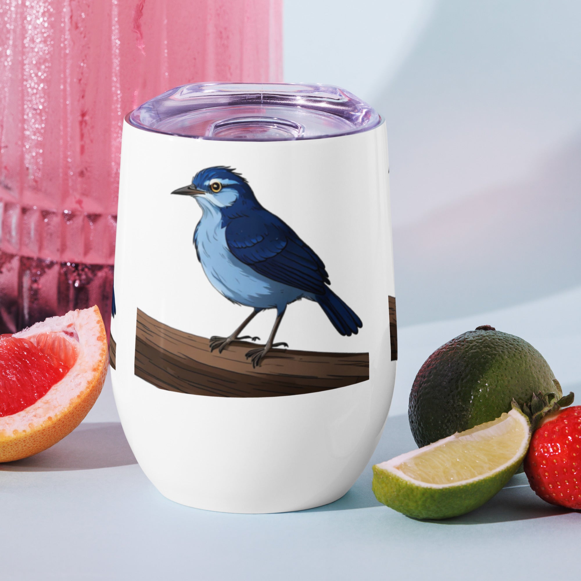 Bird Wine Tumbler for Her, Custom Insulated Cup, Personalised Wine Glass, Outdoor Drinkware, Wine Lover Gift