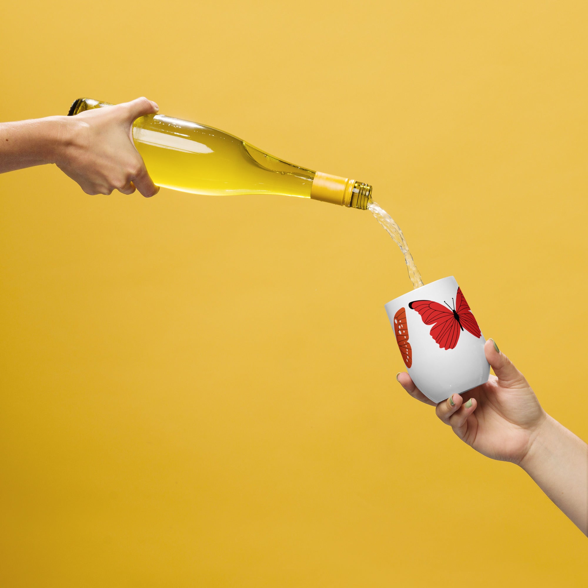 Butterfly Wine Tumbler, Custom Wine Glass, Wine Travel Cup, Stainless Wine Mug, Wine Lover Gift, Outdoor Wine