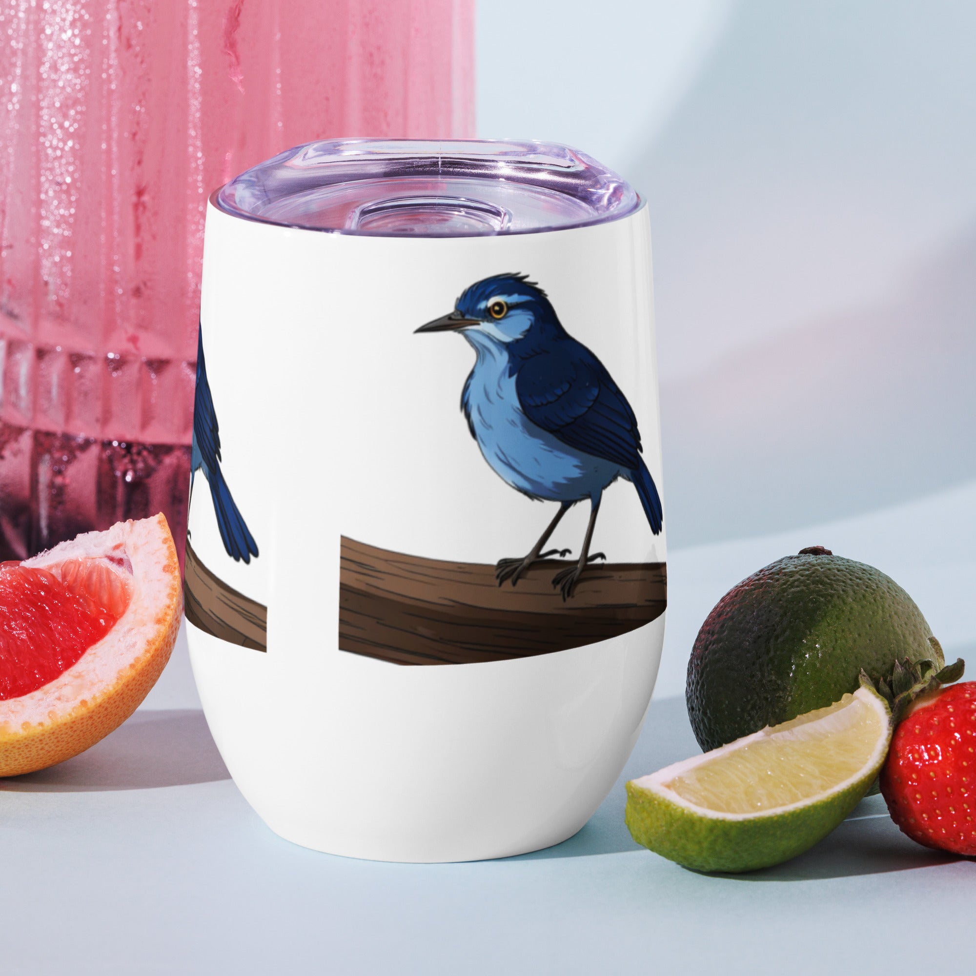 Bird Wine Tumbler for Her, Custom Insulated Cup, Personalised Wine Glass, Outdoor Drinkware, Wine Lover Gift